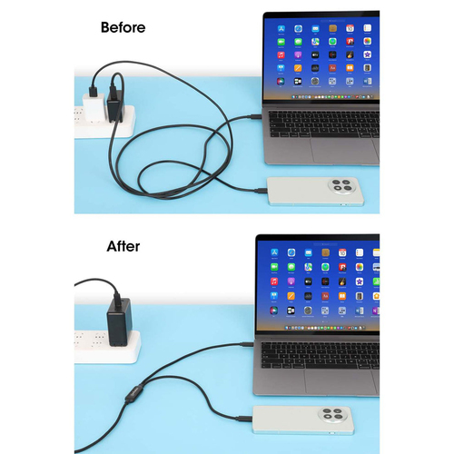 Miniatura 2 de Cable USB Manhattan 355810 USB C a 2 x USB C, Negro