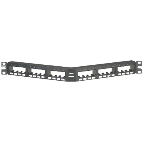 Panel de Parcheo Modular Mini-Com (Sin Conectores), Angulado, Sin Blindaje,  Con Na?meros Pre-Impresos, de 24 Puertos, 1UR