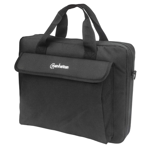 Maletin Manhattan Maletín para Computadora Portátil - "London" Hasta 14.1", PVC, Poliéster, Polietileno, Negro