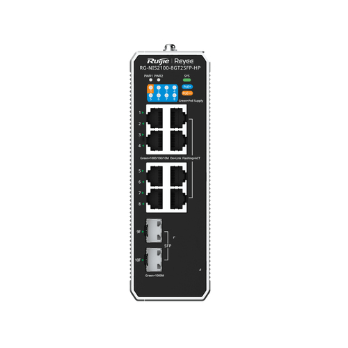 Miniatura 5 de Switch Ruijie Networks RG-NIS2100 Gestionado, L2, RJ-45 8, Gigabit Ethernet (10/100/1000), (PoE +) 8, 8 POE, Negro, Acero inoxidable