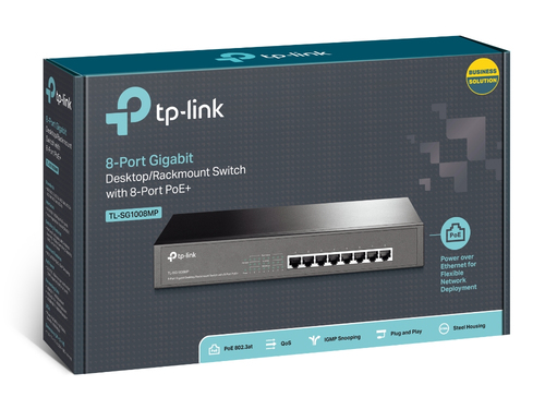 Miniatura 2 de Switch TP-Link TL-SG1008MP No administrado, RJ-45 8, Gigabit Ethernet (10/100/1000), (PoE +) 8, Negro