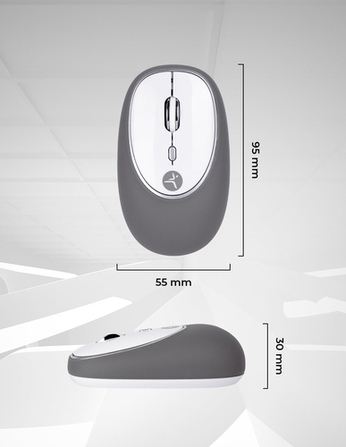 Miniatura 3 de Mouse TechZone Jelly-Mate Grey Óptico, 3 Botones, 1200 DPI, RF inalámbrico, 10 m, Gris