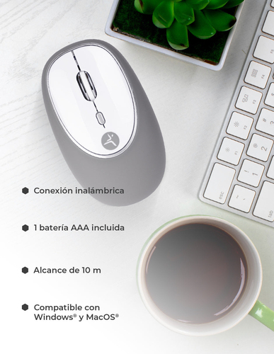 Miniatura 2 de Mouse TechZone Jelly-Mate Grey Óptico, 3 Botones, 1200 DPI, RF inalámbrico, 10 m, Gris