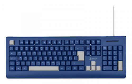 Teclado Getttech GGK-ESMWR-02-BL Alámbrico, USB, Azul