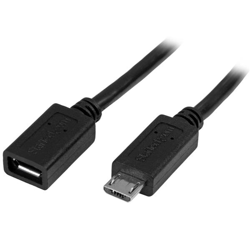 EXTENSOR StarTech.com 0.5 m, Micro-USB B a Micro-USB B, 480 Mbit/s, Negro