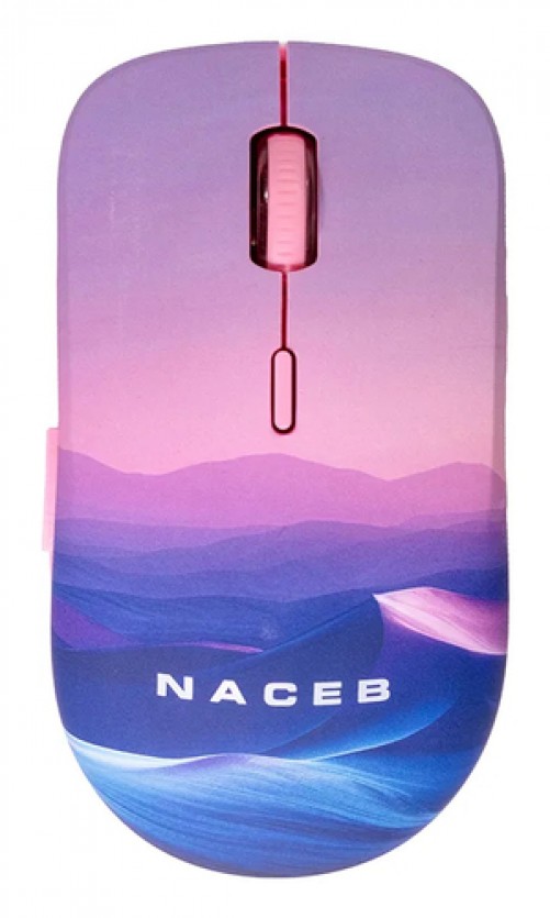 Mouse Naceb Technology Na-0138 3 Botones, 1600 DPI, RF inalámbrico, Azul, Rosa, Blanco