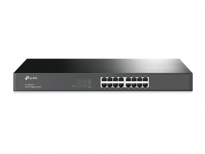 Switch TP-Link TL-SG1016 No administrado, RJ-45 16, Gigabit Ethernet (10/100/1000), 1U, Negro