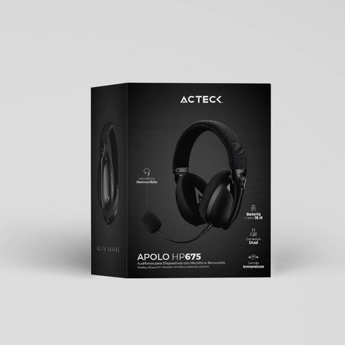 Miniatura 2 de Audífonos Acteck Apolo HP675 Diadema, Inalámbrico, 3.5 mm, USB, Bluetooth, Negro