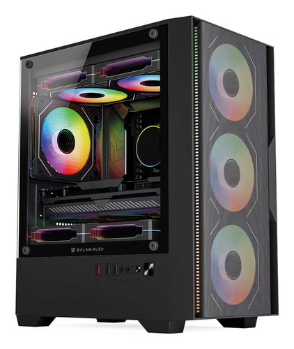 Gabinete Balam Rush BR-943895 Mini Tower, PSU No, Vent. 3x 120 mm, Vent. 1x 120 mm, Negro