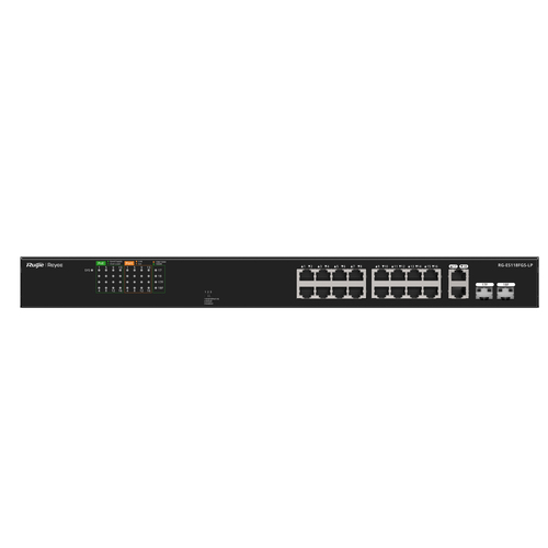 Switch Ruijie Networks RG-ES118FGS-LP No administrado, L2, RJ-45 16, Fast Ethernet (10/100), (PoE +) 16, Negro