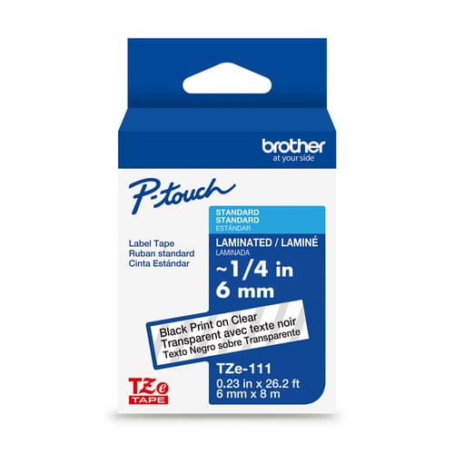 Cinta Brother TZe-111G Transparente, 6 mm, 8 m