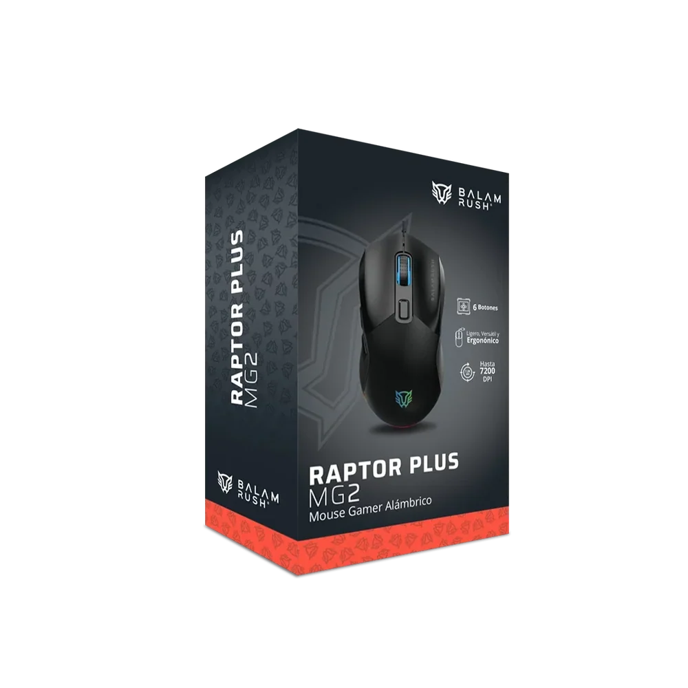 Miniatura 2 de Mouse Gamer Ala?mbrico Raptor Plus MG2 / Optico 825IC / hasta 7,200 DPI / 6 Botones / Polling Rate 1000 Hz / Switch 5 Mill clicks / RGB / USB-A