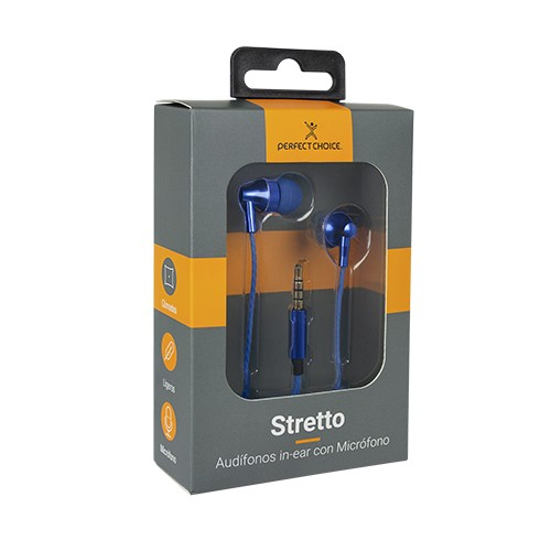 Miniatura 2 de Audífonos Perfect Choice AUDÍFONOS IN-EAR CON MICRÓFONO STRETTO AZUL Intra auditivo, Alámbrico, 3.5 mm, Azul