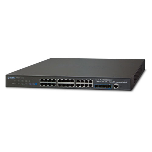 Switch PLANET SGS-6341-24T4X Gestionado, L3, RJ-45 24, Gigabit Ethernet (10/100/1000), 1U, Negro