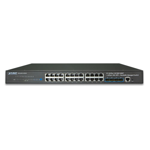 Miniatura 3 de Switch PLANET SGS-6341-24T4X Gestionado, L3, RJ-45 24, Gigabit Ethernet (10/100/1000), 1U, Negro