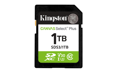 Memoria Kingston Technology Canvas Select Plus Gen3 1 TB, Velocidad 150 MB/s, Clase 10