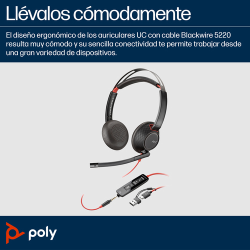Miniatura 2 de Audífonos HP Poly Diadema, Alámbrico, 3.5 mm, USB, Negro