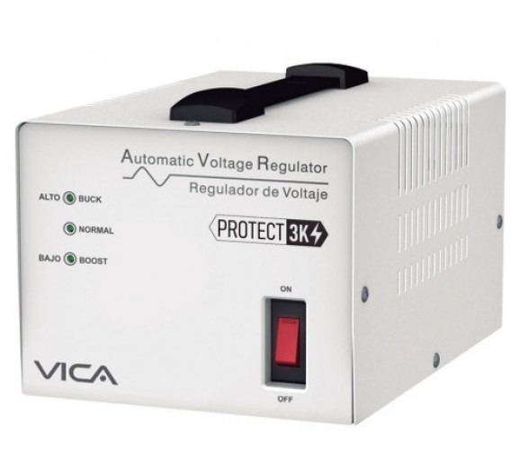 Regulador Vica PROTECT 3K 3 kVA / 1800 W, Entrada 120 V, 4 salidas AC, Blanco
