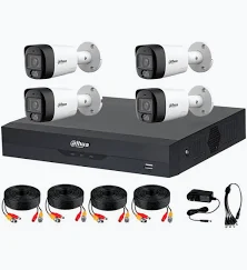 Kit de Vigilancia Dahua CCTV, DVR 4 Canales, 4 Camaras Bala, 5MP, Audio Bidireccional, Con accesorios