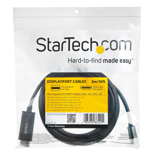 Miniatura 2 de Adaptador vídeo StarTech.com Mini DisplayPort a HDMI, 3 m, Negro