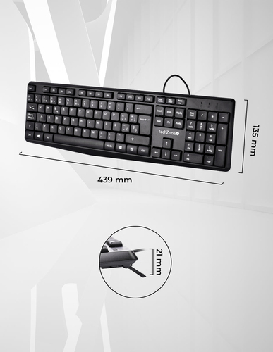 Miniatura 2 de Teclado TechZone Teclado Alámbrico Alámbrico, USB, Negro