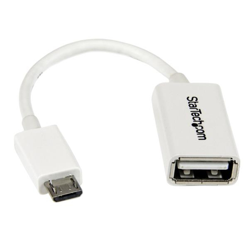 EXTENSOR StarTech.com 0.127 m, Micro-USB B a USB A, Macho/Hembra, Blanco