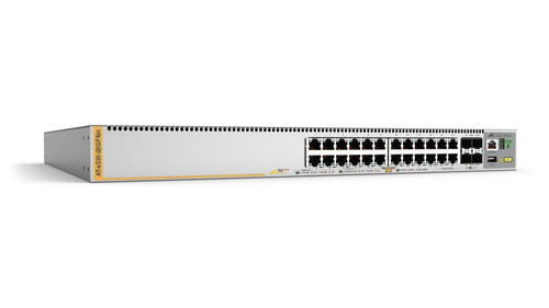Switch Allied Telesis X530-28GPXM Gestionado, L3, RJ-45 24, Gigabit Ethernet (10/100/1000), (PoE +) 24, 24 POE, 1U, Plata