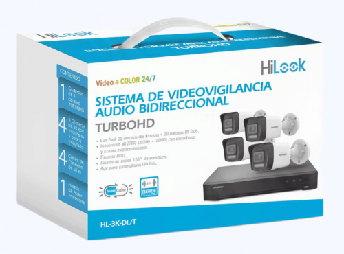 Kit de Vigilancia Hilook CCTV, DVR 4 Canales, 4 Camaras bala 5MP, accesorios de instalacion