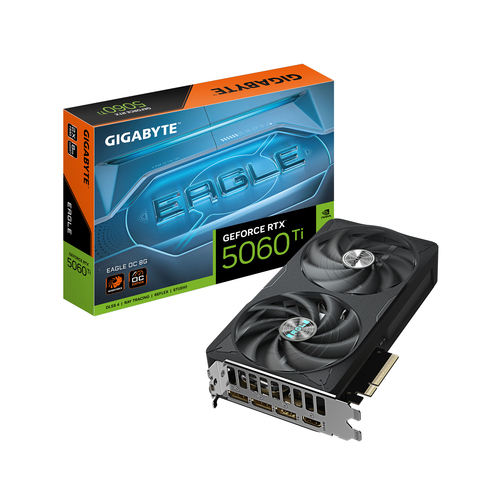 Tarjeta de Vídeo GIGABYTE GeForce RTX 5060 Ti EAGLE OC 8G GeForce RTX 5060 Ti, 8 GB, 128 Bit, GDDR7, PCI Express x8 5.0