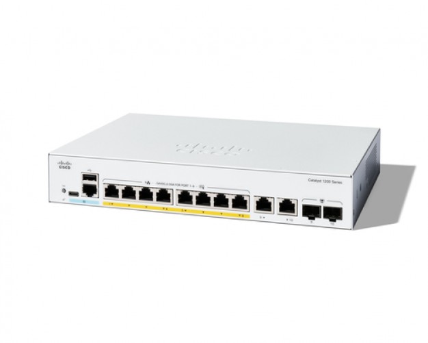Switch Cisco C1200-8P-E-2G Gestionado, L2/L3, RJ-45 8, Gigabit Ethernet (10/100/1000), Blanco