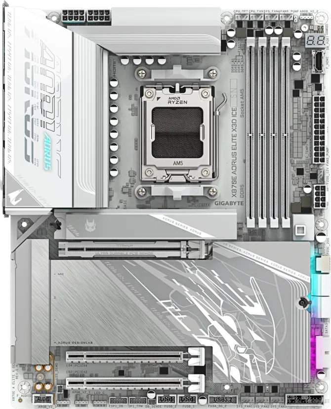 Tarjeta Madre Gigabyte X870E AORUS ELITE X3D ICE, ATX, Socket AM5, DDR5, HDMI para AMD