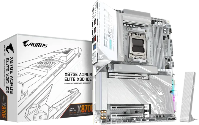 Miniatura 2 de Tarjeta Madre Gigabyte X870E AORUS ELITE X3D ICE, ATX, Socket AM5, DDR5, HDMI para AMD