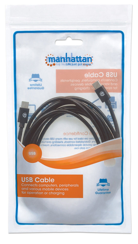Miniatura 2 de Cable USB Manhattan USB C a USB C, 480 Mbit/s, Negro