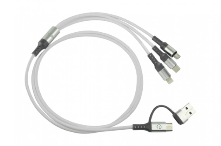 Cable USB Easy Line EL-994329 USB C a USB C/Micro-USB B/Lightning, Negro, Plata, Blanco