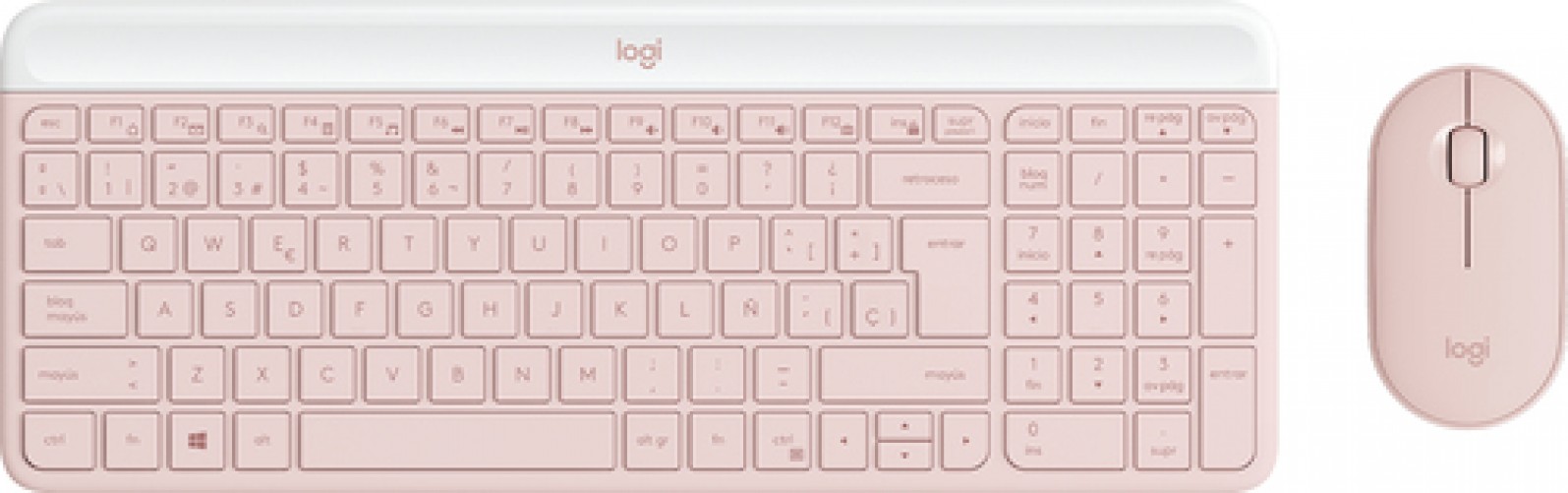Teclado Inalámbrico Logitech 920-011312 Español, Tamaño completo (100%), 10 m, Teclado numérico, Rosa