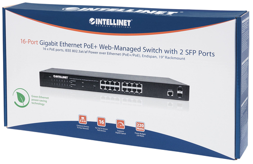 Miniatura 2 de Switch Intellinet Gestionado, L2+, RJ-45 16, Gigabit Ethernet (10/100/1000), (PoE +) 16, 1U, Negro