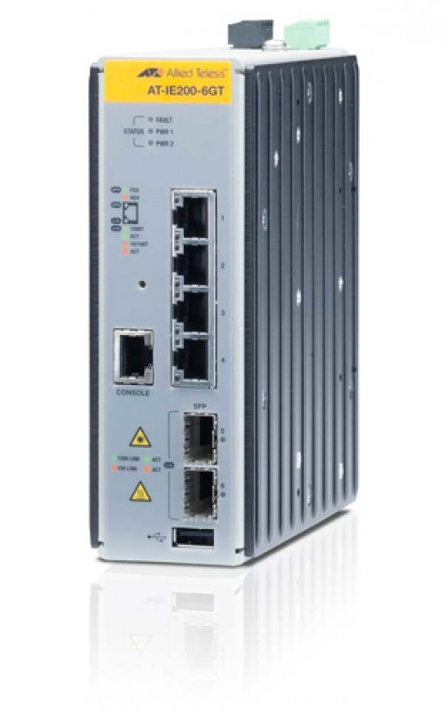 Switch Allied Telesis AT-IE200-6GT Gestionado, L2, RJ-45 4, Gigabit Ethernet (10/100/1000), Negro