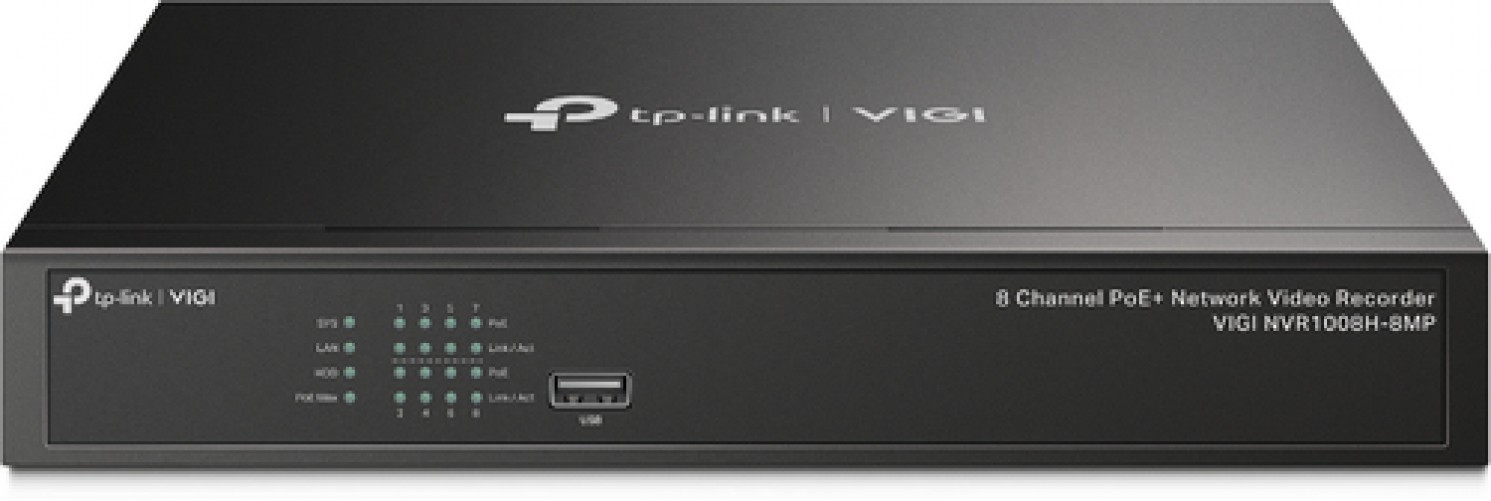 NVR TP-Link VIGI VIGI NVR1008H-8MP 8 canales, 720p, 1080p, 2160p, HDD Max. 10 TB, Negro