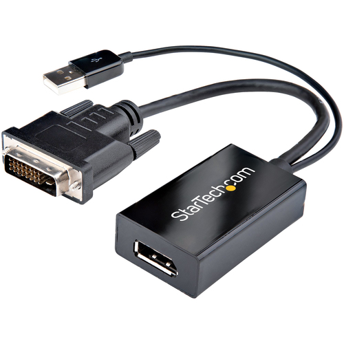 Adaptador vídeo StarTech.com DVI-D a DisplayPort, 0.254 m, Negro