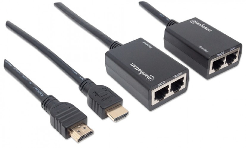 Miniatura 5 de EXTENSOR Manhattan Extensor de HDMI por Cat5e/Cat6 Transmisor y receptor de red, Hasta 30 m, Negro