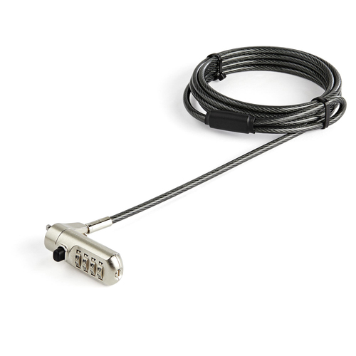 Cable antirrobo StarTech.com Candado para Laptop con Cable de 2m Kensington, Cerradura con combinación, 2 m, Negro, Acero inoxidable