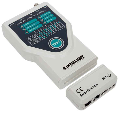 Miniatura 5 de Probador de cables Intellinet Probador de cable 5 en 1 BNC, IEEE-1394, RJ-11, RJ-45, USB, LED, Gris