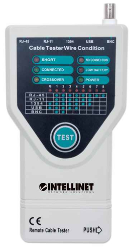 Miniatura 4 de Probador de cables Intellinet Probador de cable 5 en 1 BNC, IEEE-1394, RJ-11, RJ-45, USB, LED, Gris