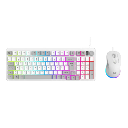 Kit Teclado y Mouse Balam Rush BR-940450 USB, Retroiluminado, Alámbrico, Blanco