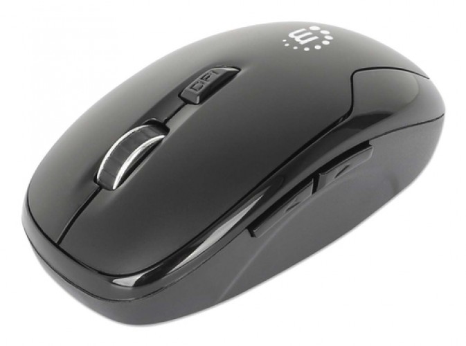 Mouse Manhattan Óptico, 6 Botones, 1600 DPI, RF inalámbrico, 10 m, Negro