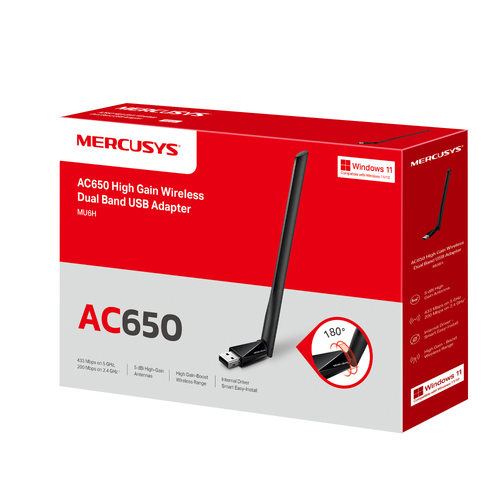Miniatura 2 de Tarjeta de red inalambrica Mercusys MU6H USB, Wi-Fi 5 (802.11ac), Negro