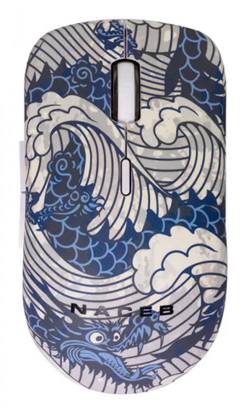 Mouse Naceb Technology Na-0138 3 Botones, 1600 DPI, RF inalámbrico, Azul, Blanco