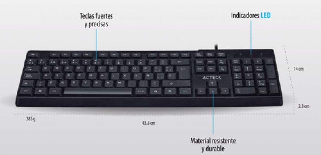 Teclado Acteck AC-928946 Alámbrico, USB, Negro