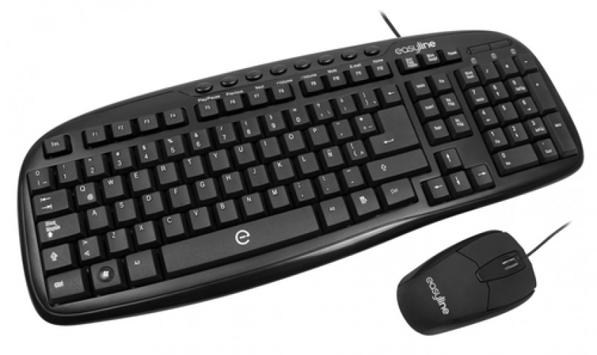 Kit Teclado y Mouse Easy Line USB, Alámbrico, 1000 DPI, Negro