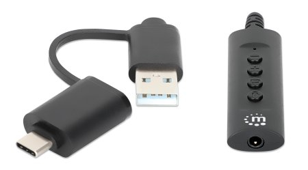 Miniatura 4 de Divisor audio Manhattan 153560 USB-C & USB-A a USB-A & 3.5 mm, 1 m, Negro